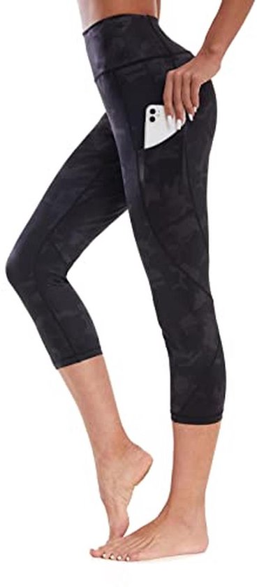 Dames 3/4-broek met hoge taille en zakken voor fitness, yoga en hardlopen