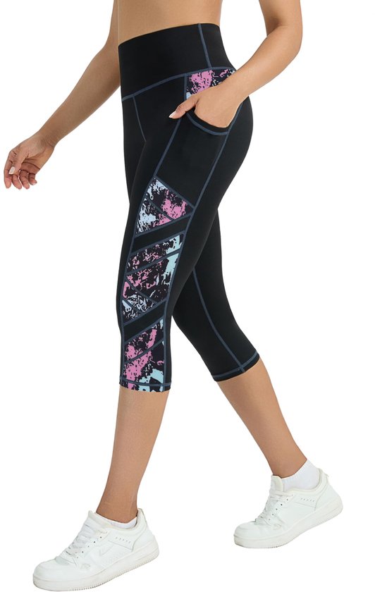 dames 3/4 joggingbroek dames met zakken, sportlegging dames ondoorzichtige fitnessbroek loopbroek dames