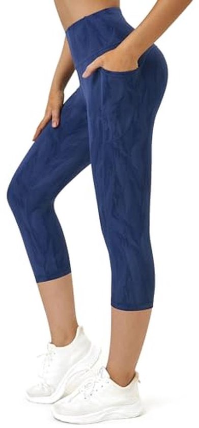 Dames 3/4 Sportbroek - Ondoorzichtige Hardlooplegging met Grote Zakken - Comfortabele Fitness Legging