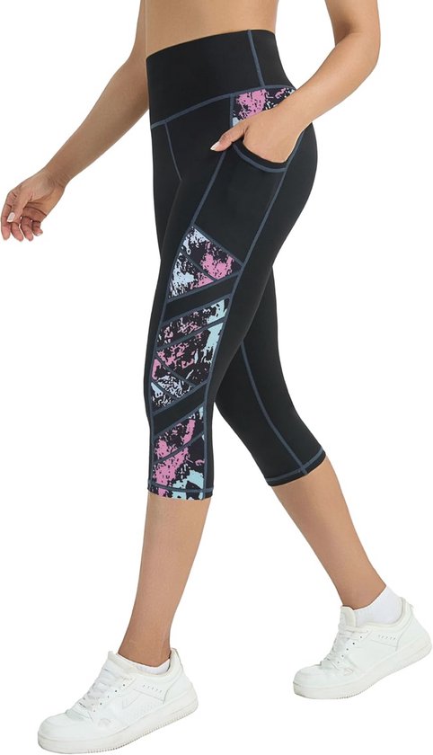 Dames 3/4 sportleggings met zakken - Comfortabele en ondoorzichtige workout broek van Merkloos