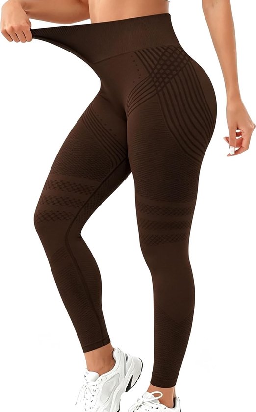 Dames 3D Compressie Broek voor Anti-Cellulite met Hoge Taille voor Yoga en Fitness, Lange Sportbroek, 1 Stuk