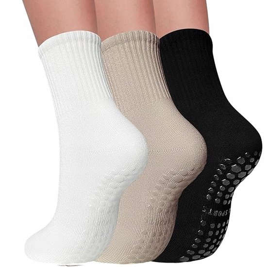 Dames Antislip Sokken Set - 3 Paar voor Yoga, Fitness & Pilates
