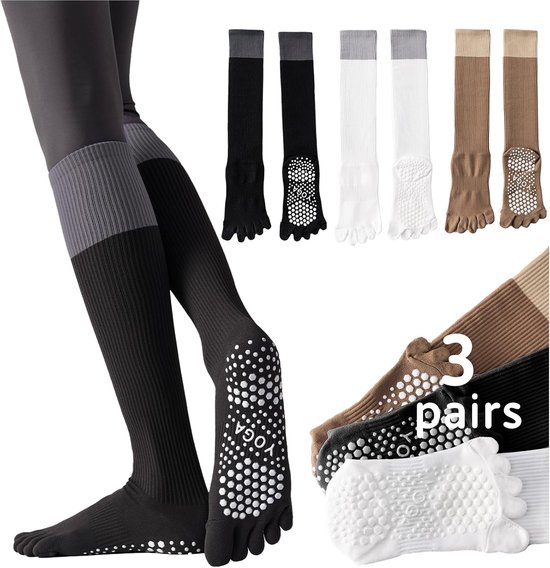Dames Antislip Sokken voor Yoga & Pilates - 3 Paar