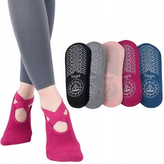 Dames Antislip Sokken voor Yoga, Pilates & Fitness - 5 Paar