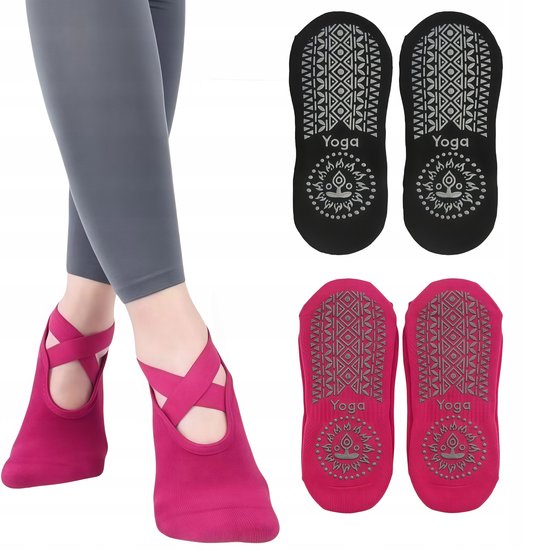 Dames Antislip Sokken Yoga Pilates Fitness 2 Paar