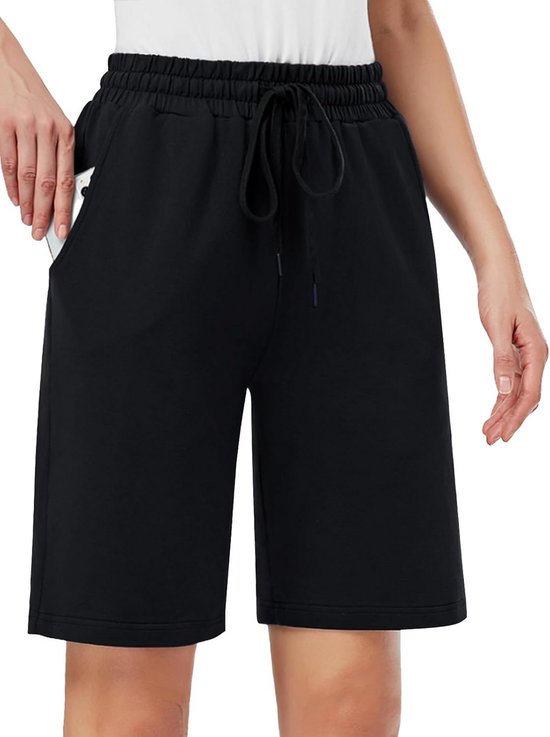 Dames Bermuda Shorts 36 cm Lang - Yoga, Sport en Lounge Korte Broek met 3 Zakken