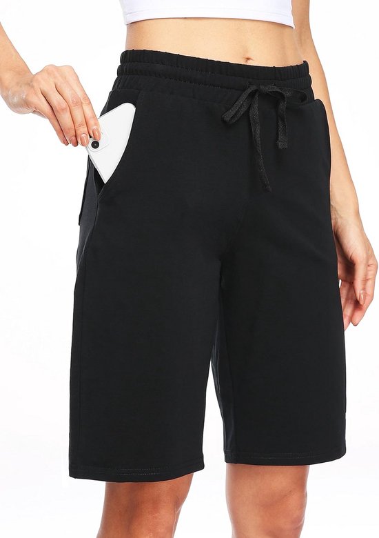 Dames Bermuda Shorts Katoen 10 Inch Joggingbroek met Zakken voor Yoga en Sport