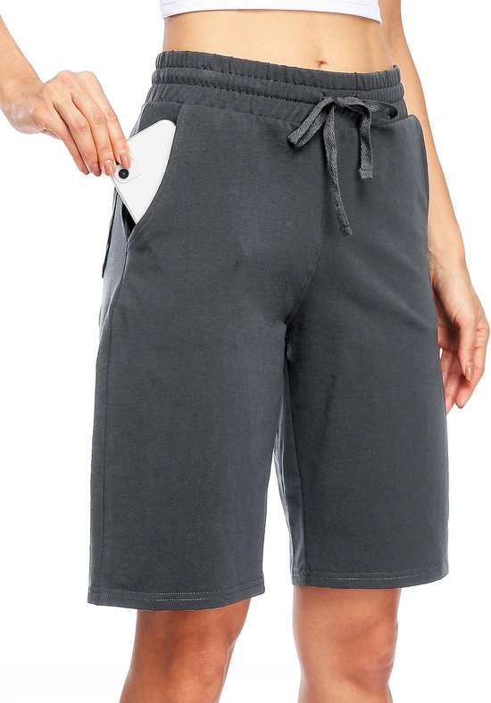 Dames Bermuda Shorts Katoen 10 Inch Yoga Fitness met Zakken