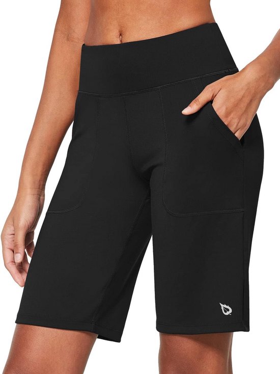 Dames Bermuda Shorts Katoen - Hoge Taille Yoga & Sport Shorts met Zakken