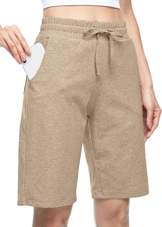 Dames Bermuda Shorts Katoen Joggingbroek 10 Inch Lengte met Zakken