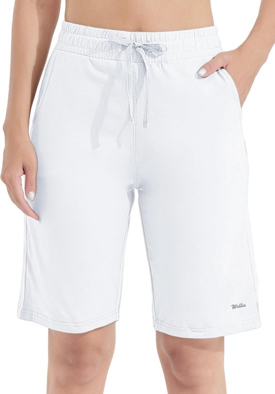 Dames Bermuda Shorts Lange Katoen - Knielang Sport & Yoga Broek met Zakken