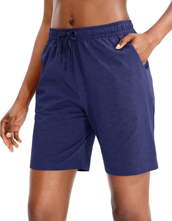 Dames Bermuda Shorts met Diepe Zakken - Casual Jersey Sportshort voor Yoga en Fitness