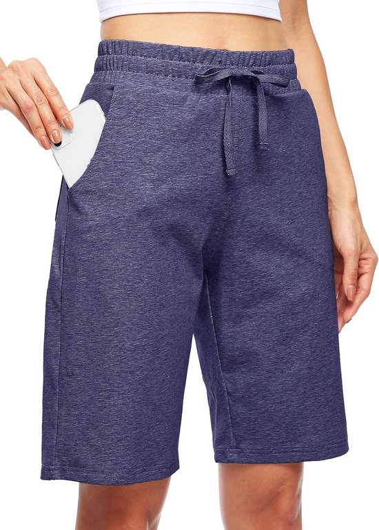 Dames Bermudashorts Katoen 10 Inch Lange Shorts voor Yoga en Sport met Zakken