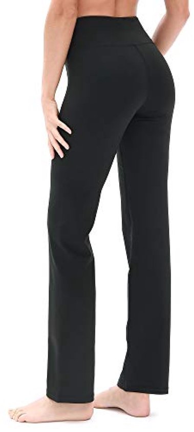 Dames Bootcut Yogabroek Hoge Taille Lange Sportbroek Flare Broek - Zwart - L