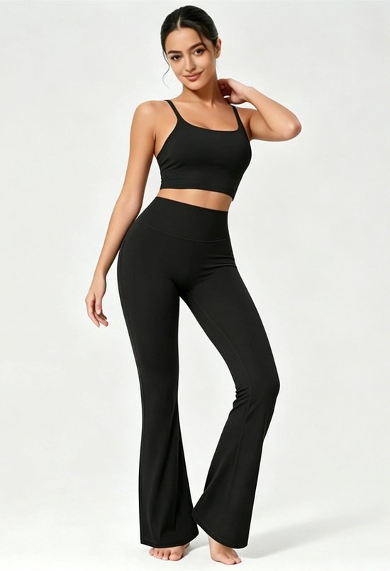 Dames Casual Yogakledingset - Yogashirts en Yogabroek - Maat XL - 60-70 KG - Zwart - Licht en Comfort - Stijlvol en Elastisch - Trainingsbroek - Sportbroek - Yoga Volwassenen - Yoga Accessoires