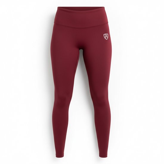 Dames High Waist Sportlegging – Aansluitende Pasvorm & Stretch - Bordeaux rood - L van AIM'N
