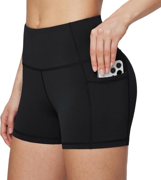 Dames Hoge Taille Sport Shorts met Zakken voor Gym, Running en Fietsen