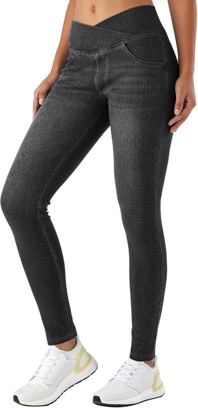Dames Jeans Legging Hoge Taille met Zakken - Comfortabele Stretch Fit