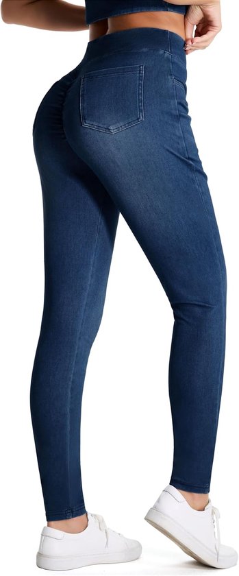 Dames jeggings hoge taille - elastische tailleband - buikcontrole - perfect voor yoga - ShopVlot