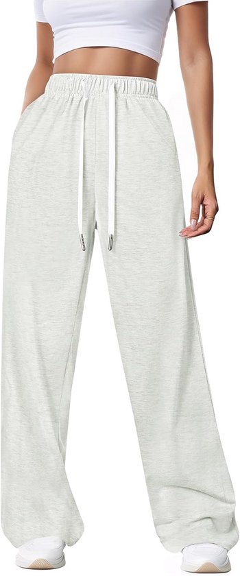Dames Joggingbroek Hoge Taille Wijde Pijpen Sportbroek met Zakken voor Yoga en Fitness