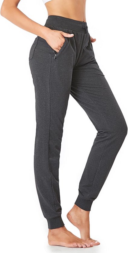 Dames Joggingbroek Katoen Rechte Pijp Sportbroek met Zakken