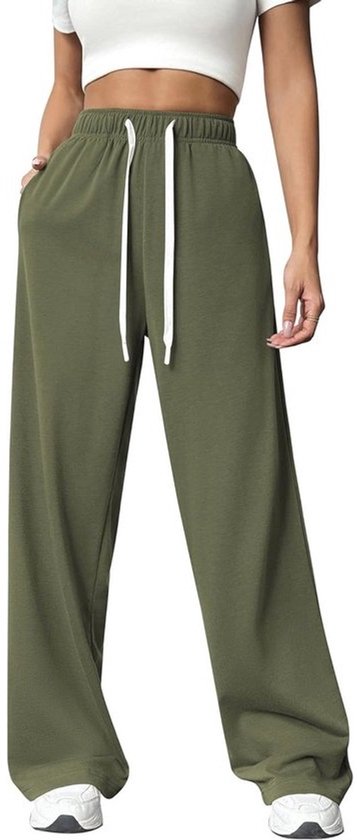 Dames Joggingbroek met Hoge Taille en Wijde Pijpen - Comfortabele Sportbroek voor Training en Yoga