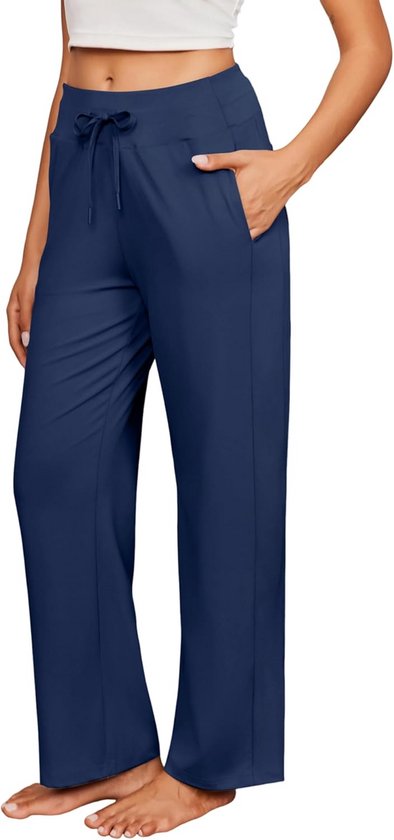 Dames Joggingbroek UPF 50+ Casual Lange Open Onderkant Yoga Sportbroek Hoge Taille met 4 Zakken