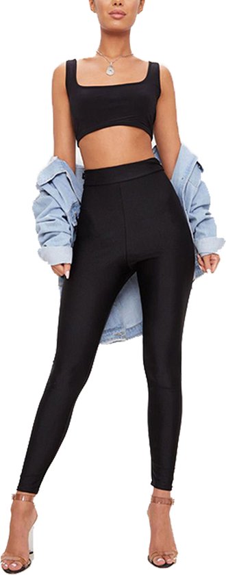 Dames Legging |  effen | hoogsluitend |elastische band |hardlopen – sport – yoga – fitness legging | polyester | elastaan | lycra |zwart | S van DAM