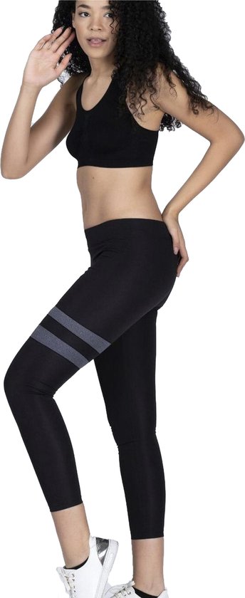 Dames Legging | legging met patroon | hoogsluitend |elastische band |hardlopen – sport – yoga – fitness legging | polyester | elastaan | lycra |zwart | M van DAM