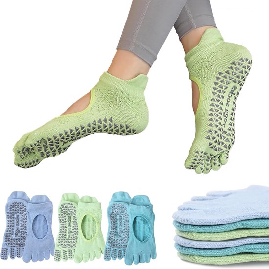 Dames Pilates & Yoga Sokken met 5 Tenen - Antislip & Ademend