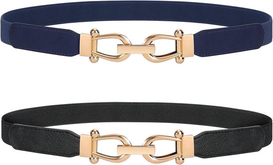 Dames riem 2 stuks - elastisch en dun - vintage stijl - perfect voor taille accentuatie - ShopVlot
