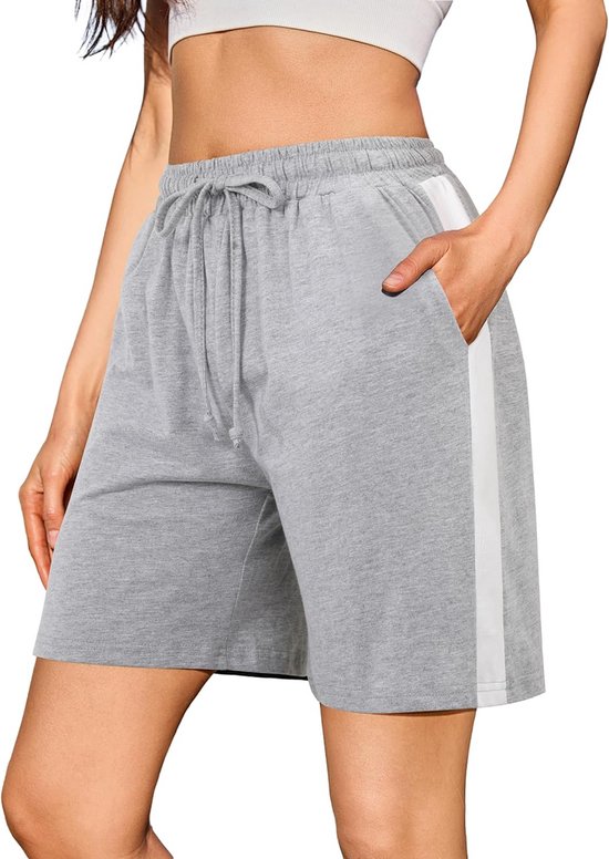 Dames Shorts Katoen Hoge Taille - Comfortabele Zomer Sport & Yoga Korte Broek met Zakken