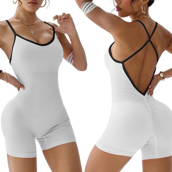 Dames Sport Jumpsuit One Piece Naadloos Fitness Yoga Gym Strak