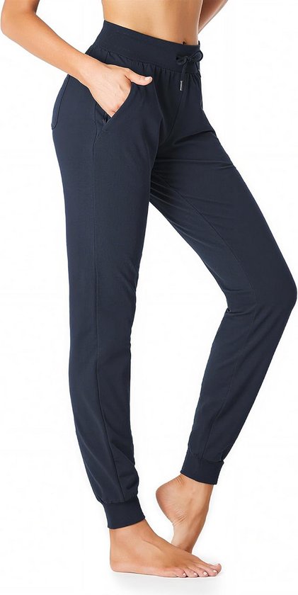 Dames Sportbroek Katoen Recht Casual Joggingbroek met Zakken