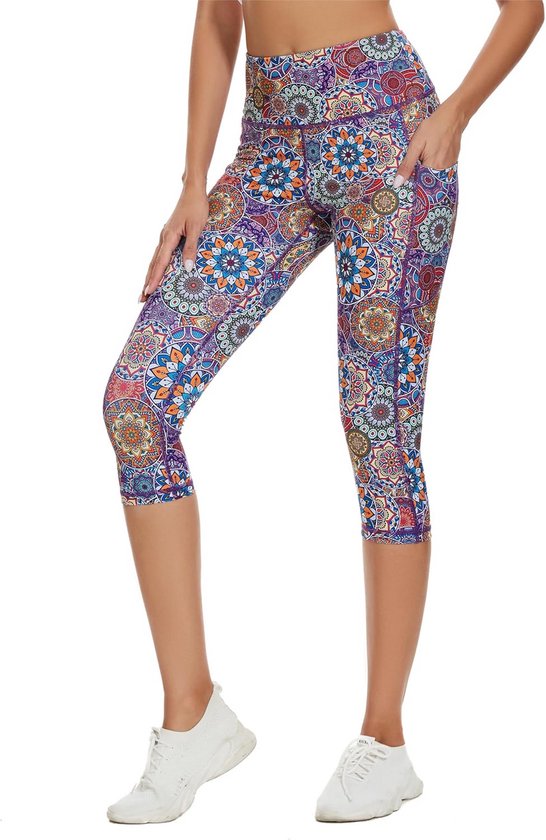 Dames Sportlegging Capri met Hoge Taille en Zakken - Tummy Control Fitness Legging