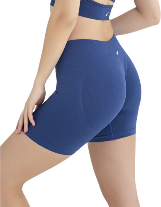 Dames Sportlegging Kort - Sportbroek dames - Gym short - Sportkleding - Shape & Liftend Effect - Blauw - Maat M/L van Merkloos
