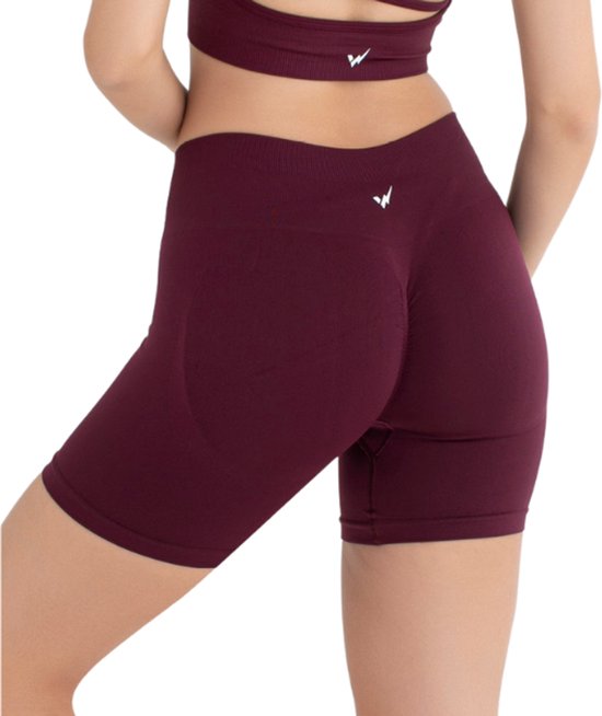 Dames Sportlegging Kort - Sportbroek dames - Gym short - Sportkleding - Shape & Liftend Effect - Bordeaux - Maat XS/S