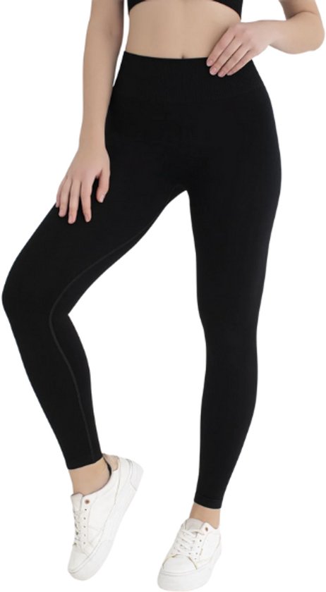 Dames Sportlegging - Sportbroek - Squat proof - High Waist - Shaping - Zwart - Maat M/L van Merkloos