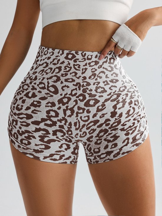 Dames Sportshorts - Maat M - Taille 61 cm - Heupen 68 cm - Zijlengte 20 cm - Hoogwaardige Naadloze Fitnessshorts en Yogashorts met Hoge Taille - Zacht en Huidvriendelijk - Voor Trainen, Yoga en Dagelijks Draagcomfort - Bruin