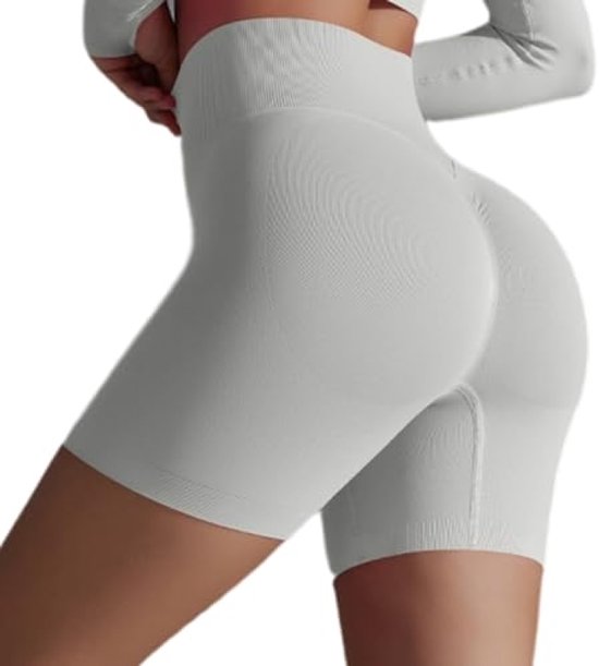 Dames sportshorts met hoge taille - Naadloze training shorts voor yoga en fitness