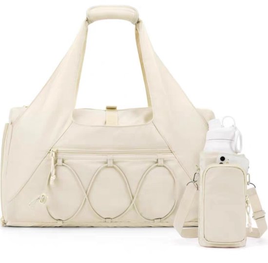 Dames sporttas - Lichtgewicht reistas - Met schoenenvak - Weekendtas - Met waterdicht vak - Yogatas - Wit van Merkloos