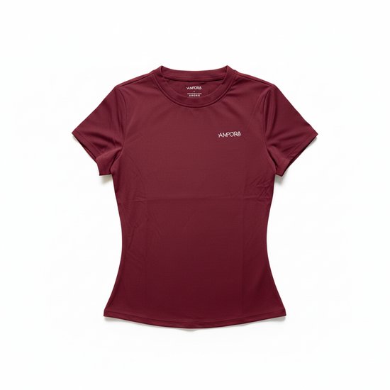 Dames sporttop – Strakke pasvorm & Comfort | bordeaux rood - L van Domyos