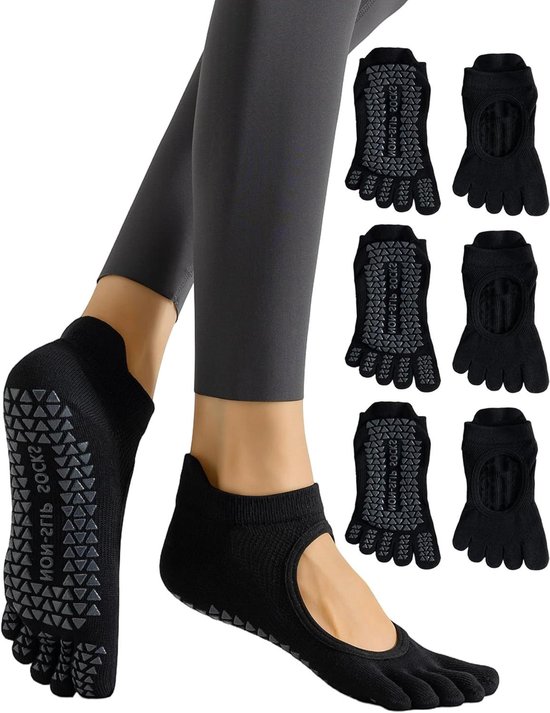 Dames Teensokken - Antislip Sokken - Pilates Yoga - 5 Vinger Design - 1 Stuks - Niet gespecificeerd