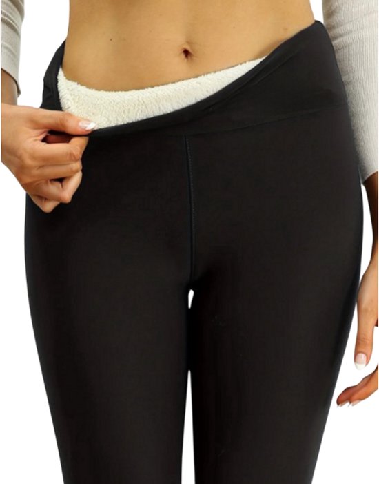 Dames Thermische Leggings L - Pluche Gevoerde Panty met Borduurwerk | Warme en Slanke Winterbroek voor Koude Dagen | Perfect voor Wandelen en Casual Outfits van Ogeenier