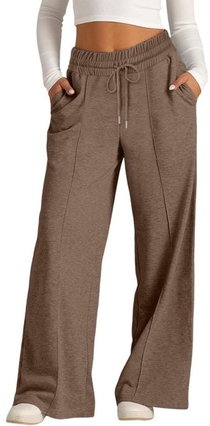 Dames Trainingsbroek Wide Leg met Hoge Taille en Zakken voor Sport en Vrije Tijd
