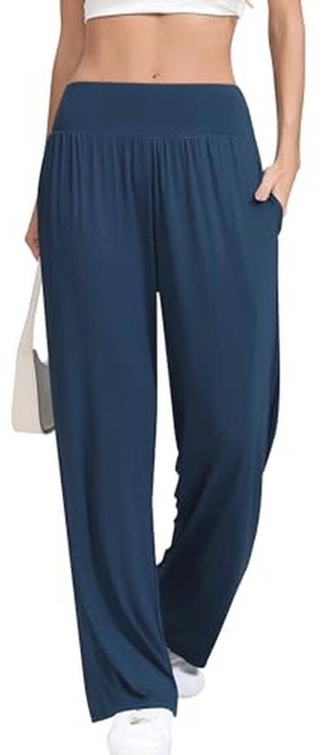 Dames Yoga Broek - Hoge Taille, Wijde Pijpen, Casual Sportbroek met Zakken