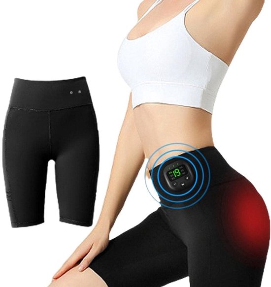 Dames yogabroek met zakken - heupverstevigende EMS-fitnessbroek voor yoga en hardlopen - Maat L - Zwart - Brawdress van Merkloos