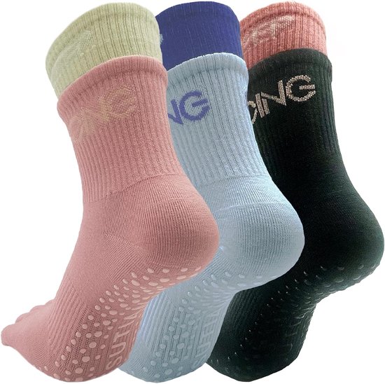 Dames Zehensokken - 3 Paar Antislip Sokken voor Yoga & Pilates