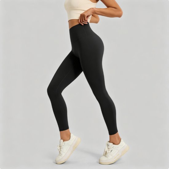 Dameslegging met hoge taille, ondoorzichtig, zeer elastisch en met buikondersteuning, geschikt voor sport, yoga en fitness,zwart,XXXL