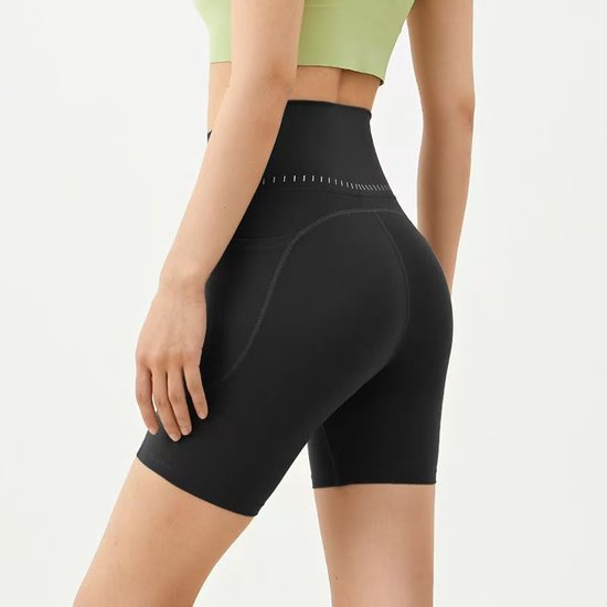 Damesshorts/leggings, vijfdelige broek met binnenzak, hoge taille, yogashorts voor de sportschool, hardloopbroek met zakken.